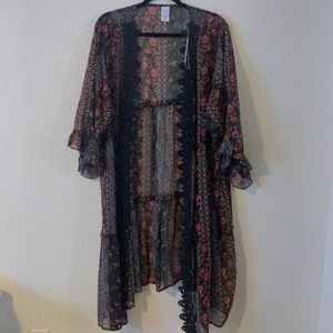 Black and floral kimono